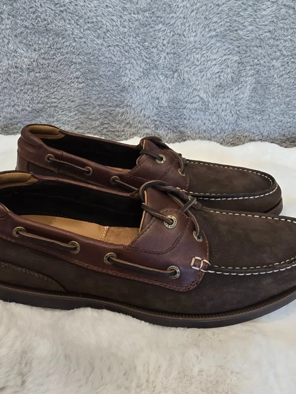 Johnston & Murphy Ventura 2-Eye Boat Shoe Dark Brown Mahogany Leather Sizes